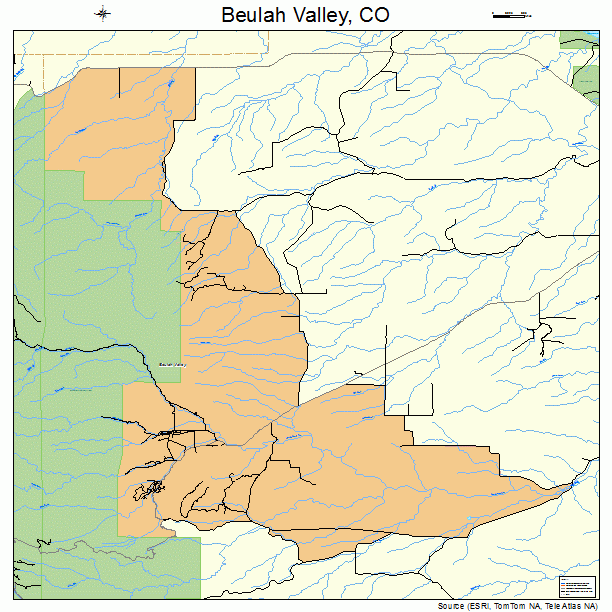 Street Map of Beulah Valley, Colorado