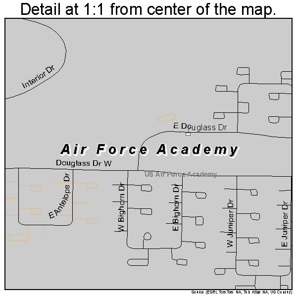 Air Force Academy, Colorado road map detail