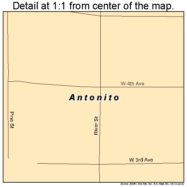 Antonito, Colorado road map detail