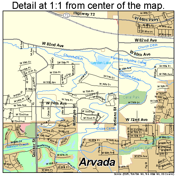 Arvada, Colorado road map detail