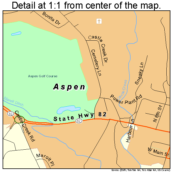 Aspen, Colorado road map detail