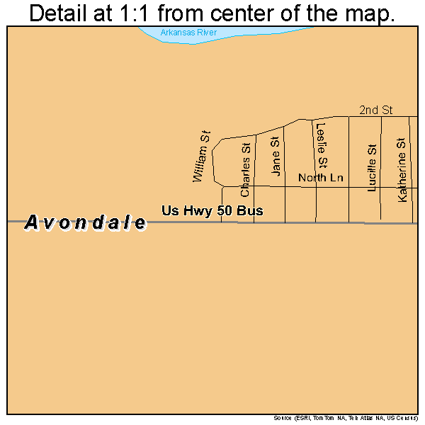 Avondale, Colorado road map detail