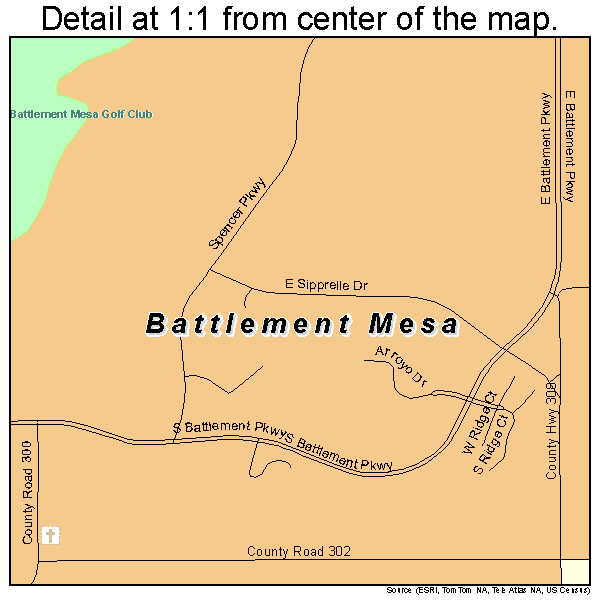 Battlement Mesa, Colorado road map detail