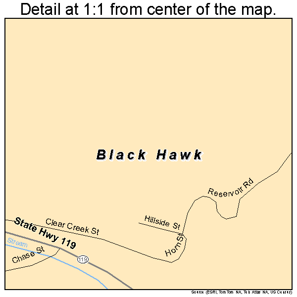 Black Hawk, Colorado road map detail