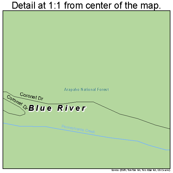 Blue River, Colorado road map detail
