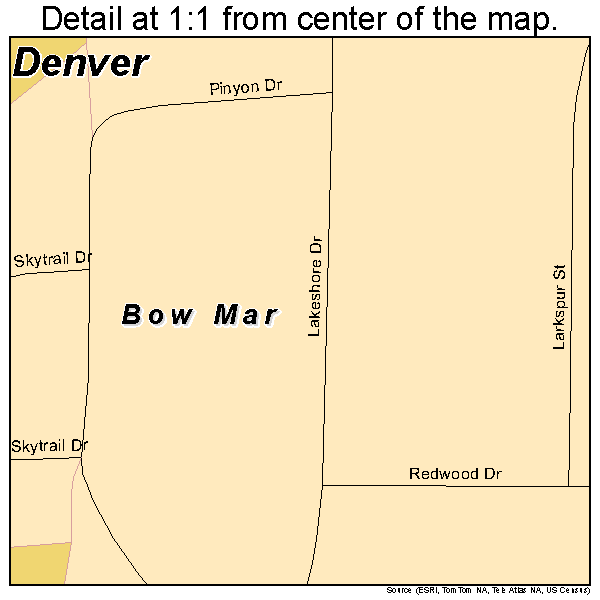 Bow Mar, Colorado road map detail