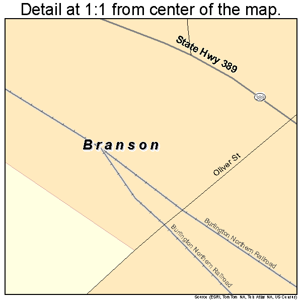 Branson, Colorado road map detail