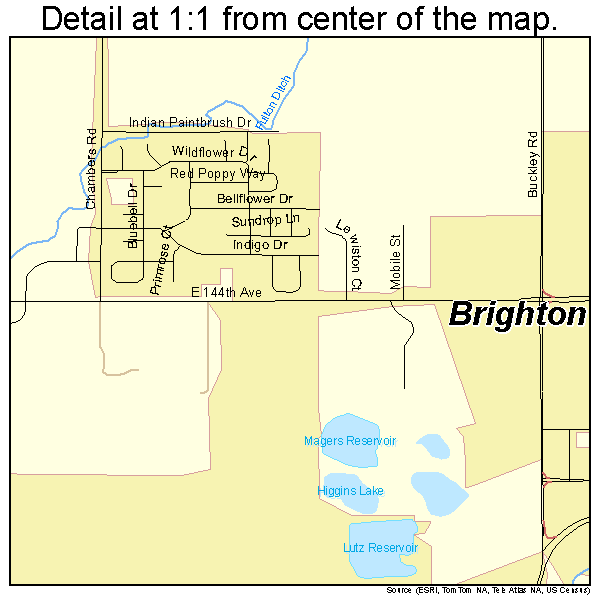 Brighton, Colorado road map detail