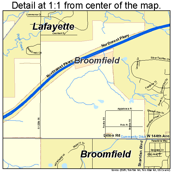 Broomfield, Colorado road map detail