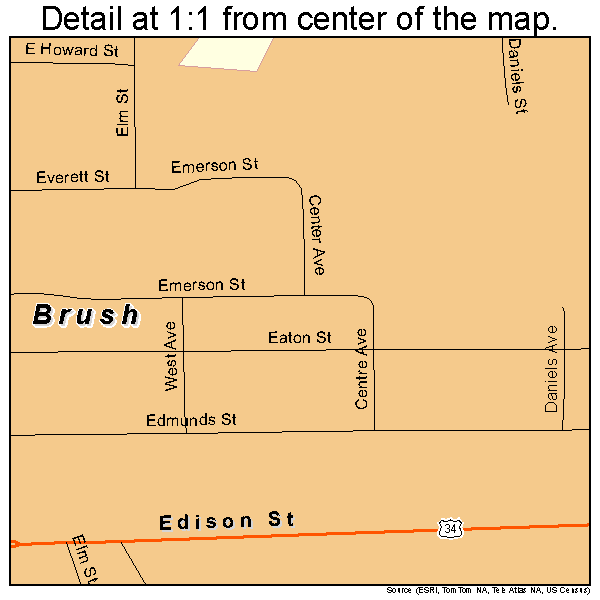 Brush, Colorado road map detail