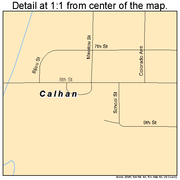 Calhan, Colorado road map detail