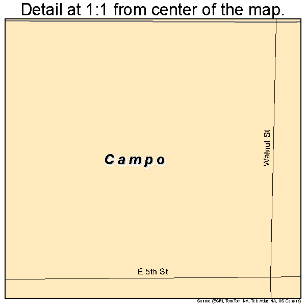 Campo, Colorado road map detail