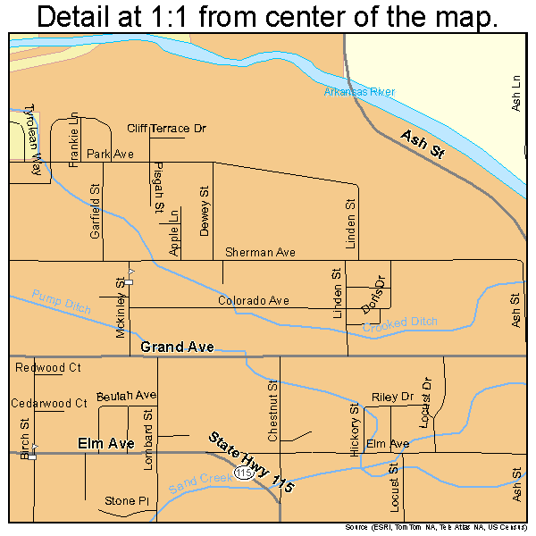 Canon City, Colorado road map detail