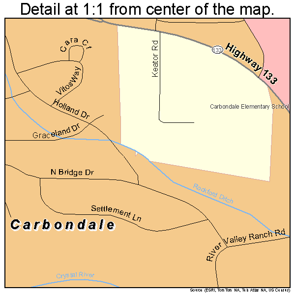 Carbondale, Colorado road map detail