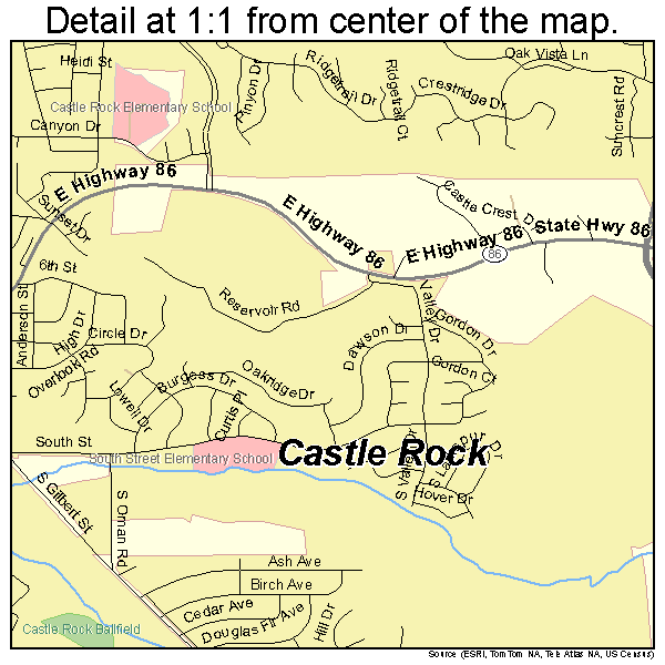 Castle Rock, Colorado road map detail