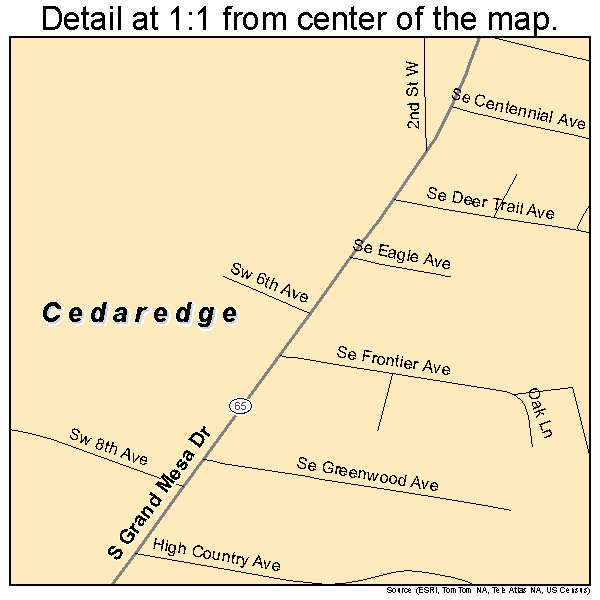 Cedaredge, Colorado road map detail