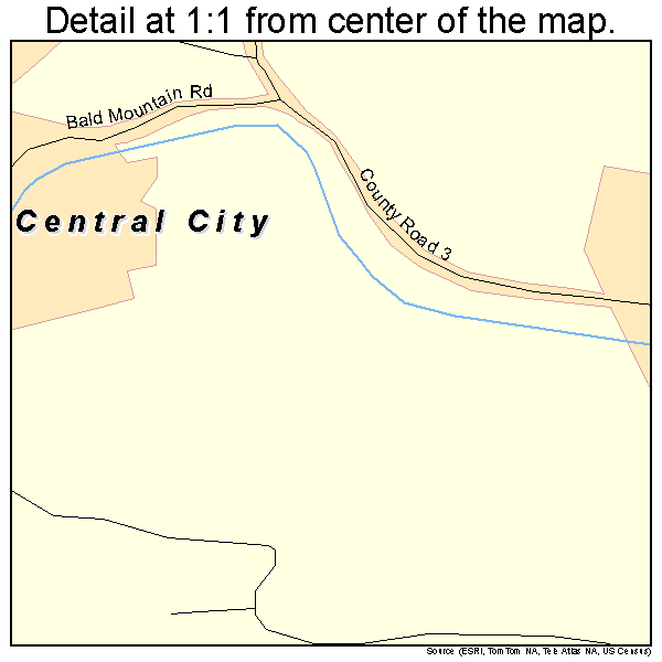 Central City, Colorado road map detail