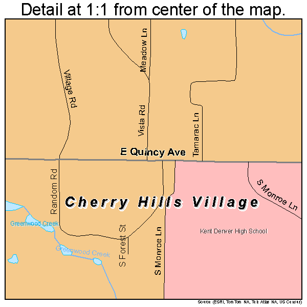 Cherry Hills Village, Colorado road map detail