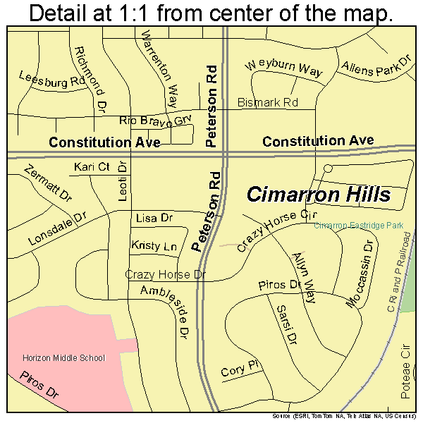 Cimarron Hills, Colorado road map detail