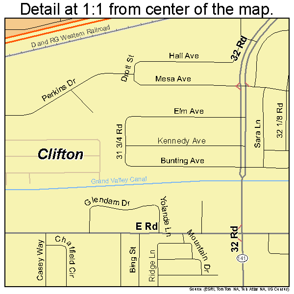 Clifton, Colorado road map detail