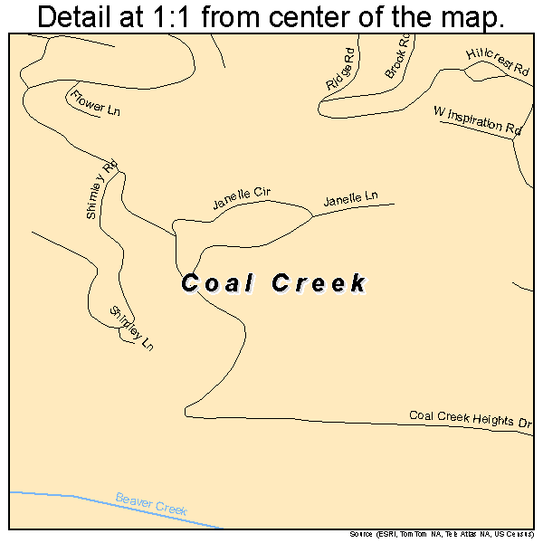 Coal Creek, Colorado road map detail