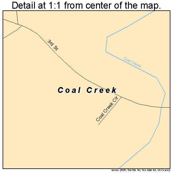 Coal Creek, Colorado road map detail