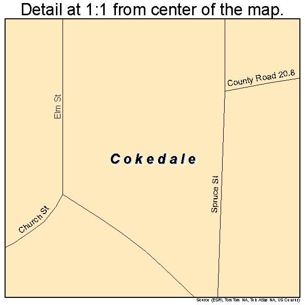 Cokedale, Colorado road map detail
