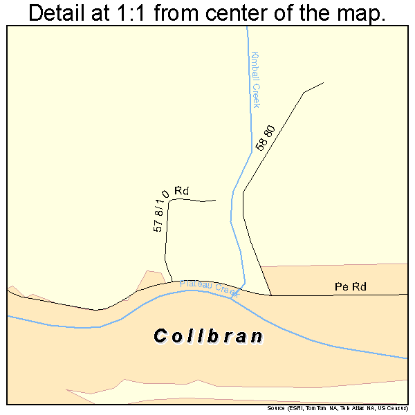 Collbran, Colorado road map detail