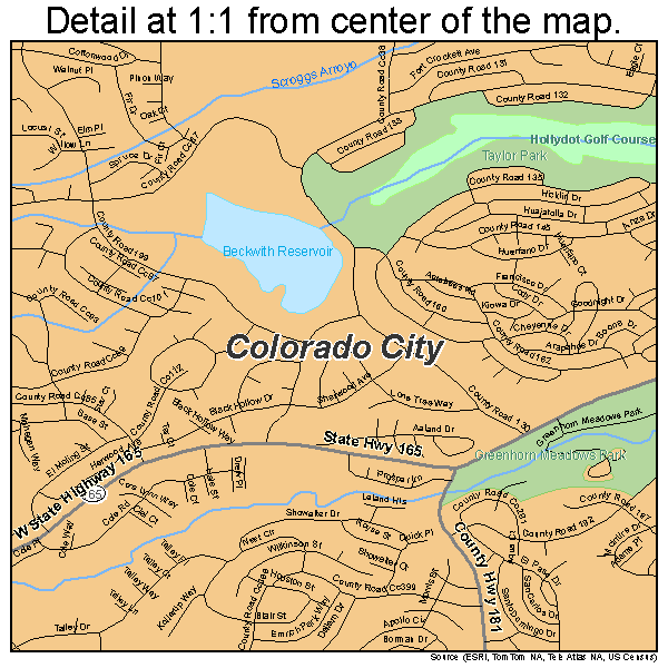 Colorado City, Colorado road map detail