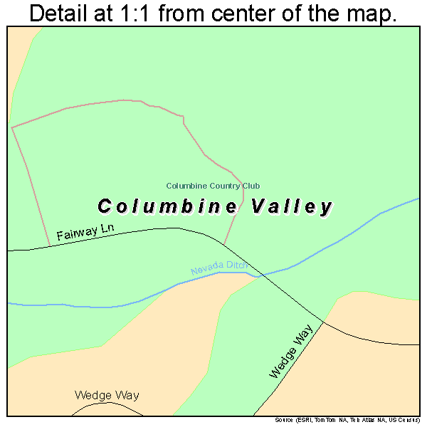 Columbine Valley, Colorado road map detail