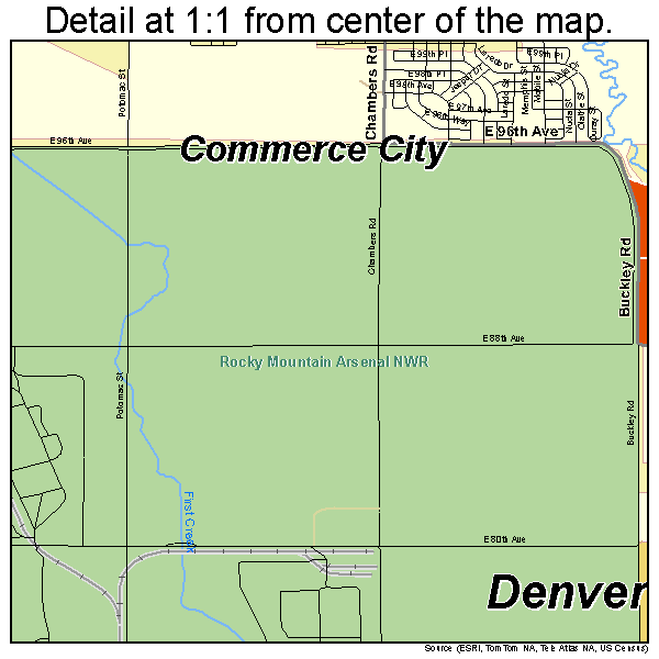Commerce City, Colorado road map detail