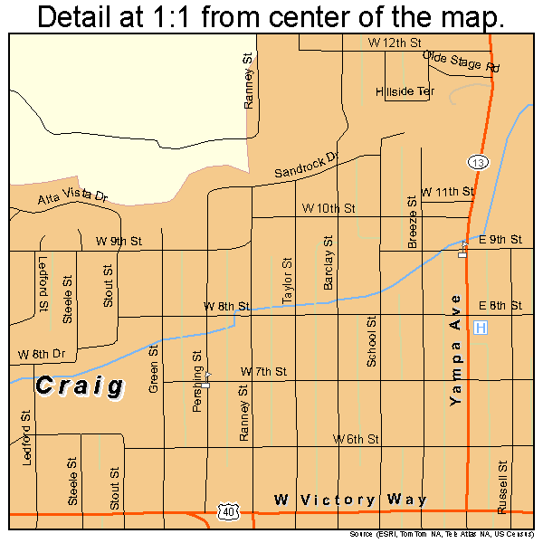 Craig, Colorado road map detail