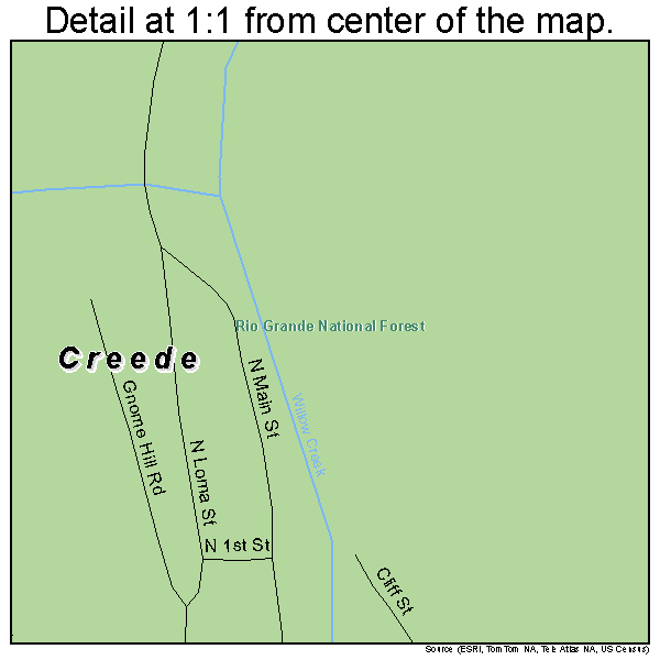 Creede, Colorado road map detail