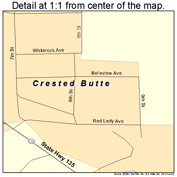 Crested Butte, Colorado road map detail