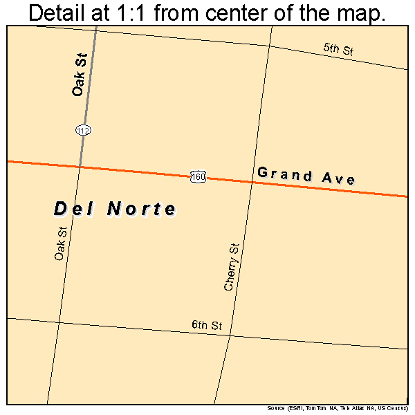 Del Norte, Colorado road map detail