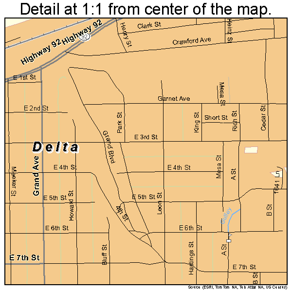 Delta, Colorado road map detail