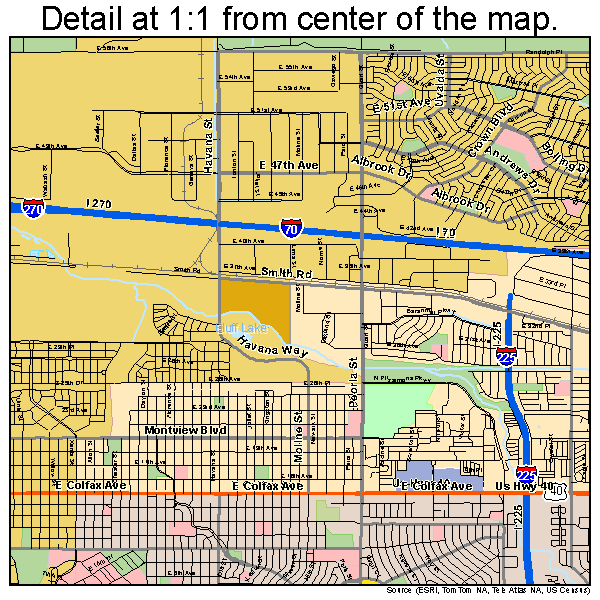 Denver, Colorado road map detail