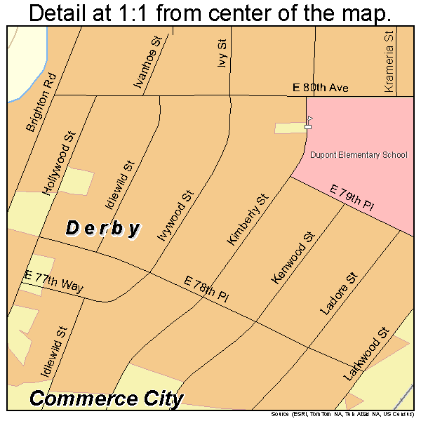 Derby, Colorado road map detail