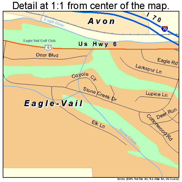 Eagle-Vail, Colorado road map detail