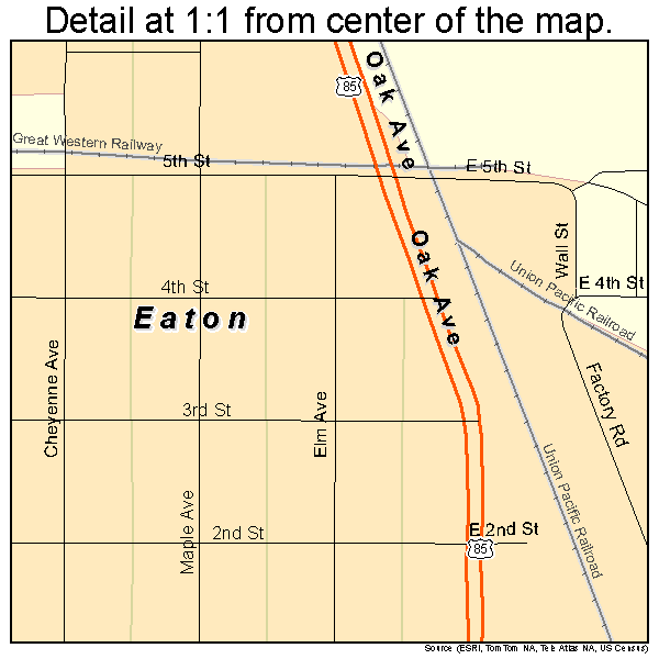 Eaton, Colorado road map detail