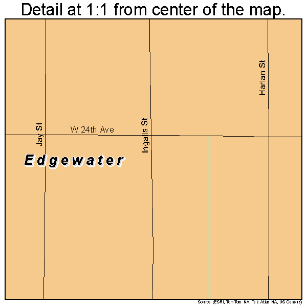 Edgewater, Colorado road map detail