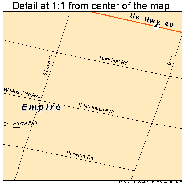 Empire, Colorado road map detail