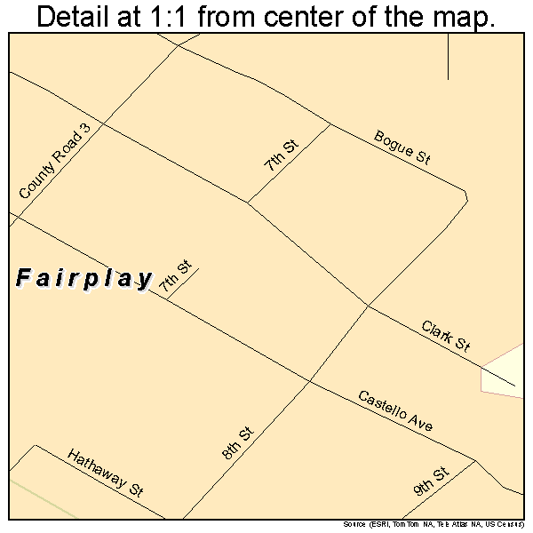 Fairplay, Colorado road map detail
