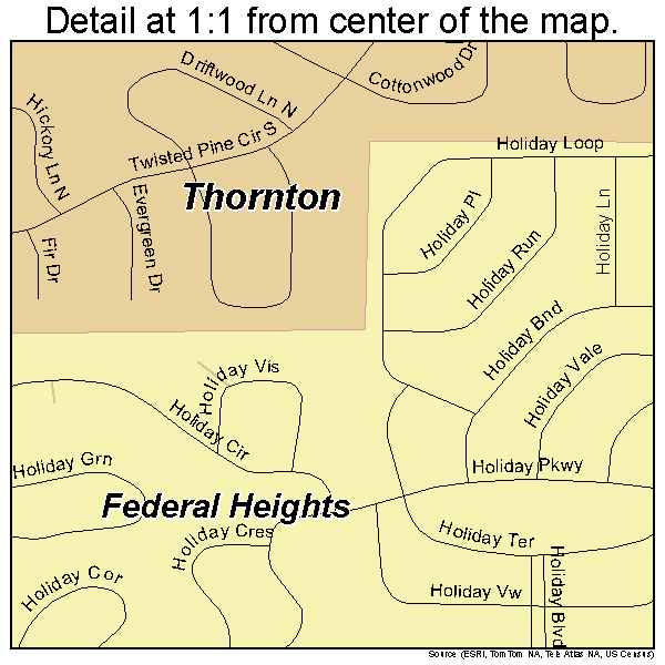 Federal Heights, Colorado road map detail