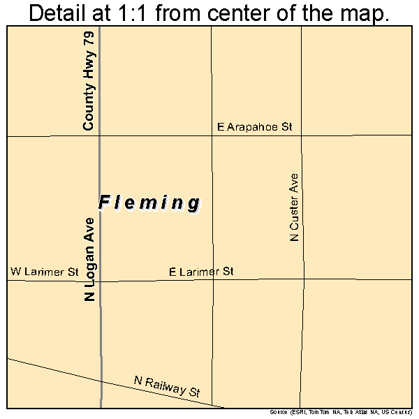 Fleming, Colorado road map detail