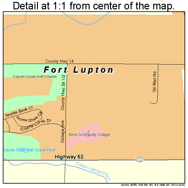 Fort Lupton, Colorado road map detail