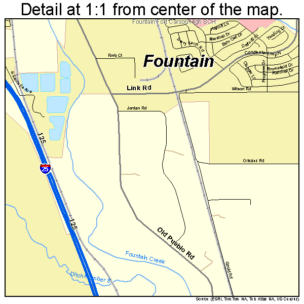 Fountain, Colorado road map detail