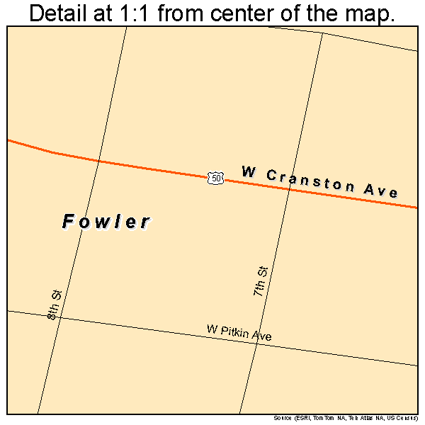 Fowler, Colorado road map detail