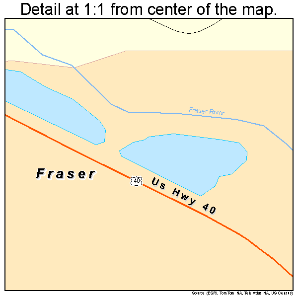 Fraser, Colorado road map detail