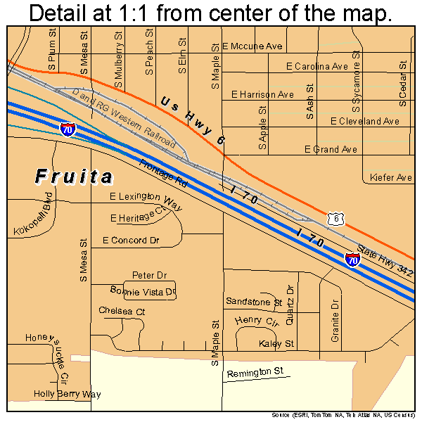 Fruita, Colorado road map detail